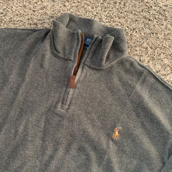 Polo Ralph Lauren Gray Half-Zip Pullover XL Mens Cotton Blend Long Sleeve Sweate - Picture 3 of 7